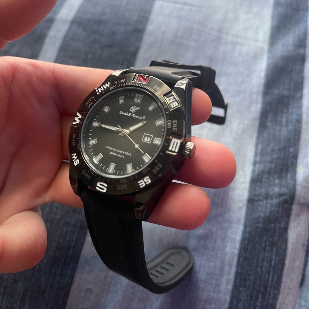 Smith and Wesson black stainless steel watch, with Japan movement.
